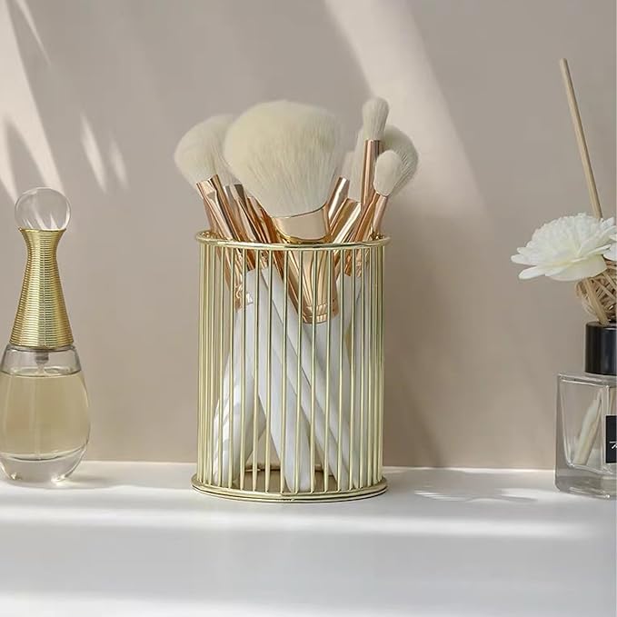 Gold Metal Pen Holder Cup for Desk Makeup Brushes Pencil Holders Home Office - Image 6