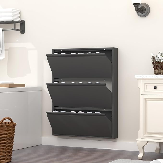 GREATMEET Shoe Cabinet with 3 Flip Drawers, Metal Entrance Shoe Cabinet Storage - Image 7