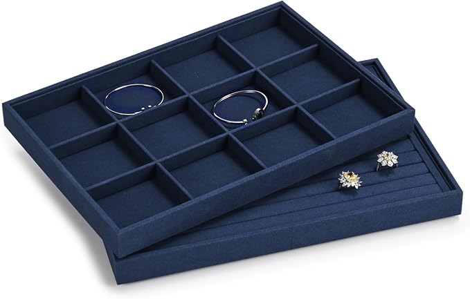 12 Grids Jewelry Tray Bracelet Tray Bangle Tray Microfiber Jewelry Display Tray - Image 9
