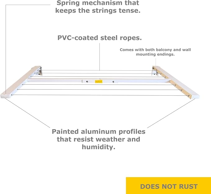 Balcony and Wall Mounted Clothes Drying Rack Made of Aluminum Perfect - Image 5