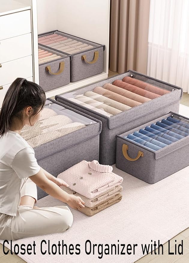 AARAINBOW Closet Clothes Organizer Bins 4 Pc, Fabric Box Storage Shelf Bins - Image 7