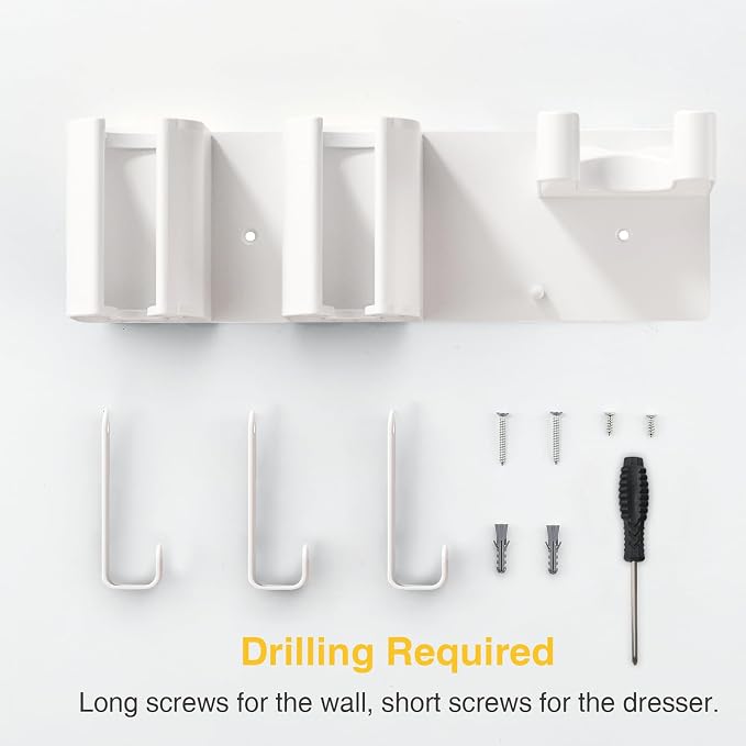 Hair Tool Organizer Wall Mount, Hair Dryer Holder, Curling Iron Storage - Image 9