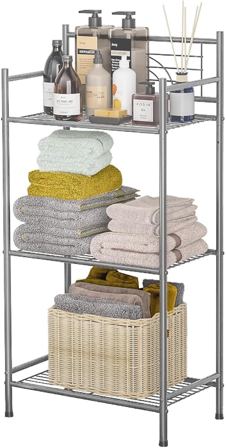 LEEDA 3-Tier Metal Shelving Unit, Sturdy Bathroom Storage Shelf & Free Standing - Image 7