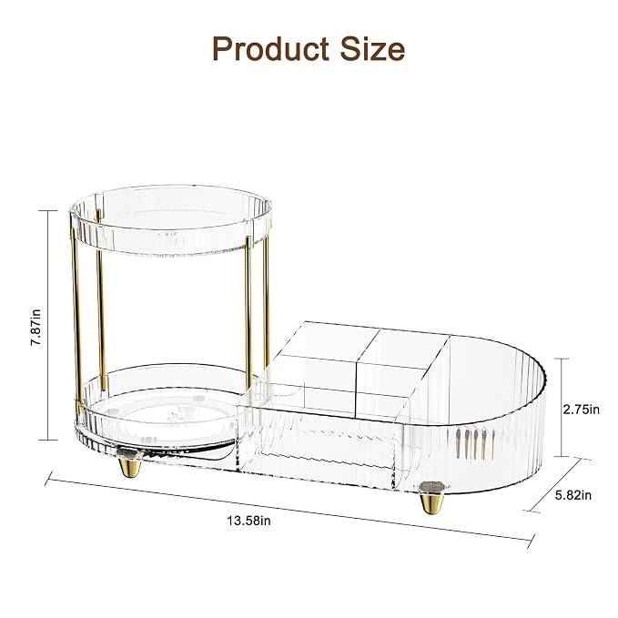 Makeup Organizer Countertop for Vanity, Rotating Perfume Tray - Image 7