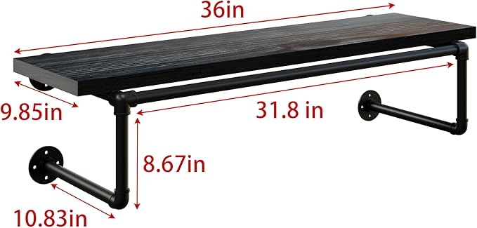 Clothes Rack 36in, Wall Mounted Garment Racks - Image 8