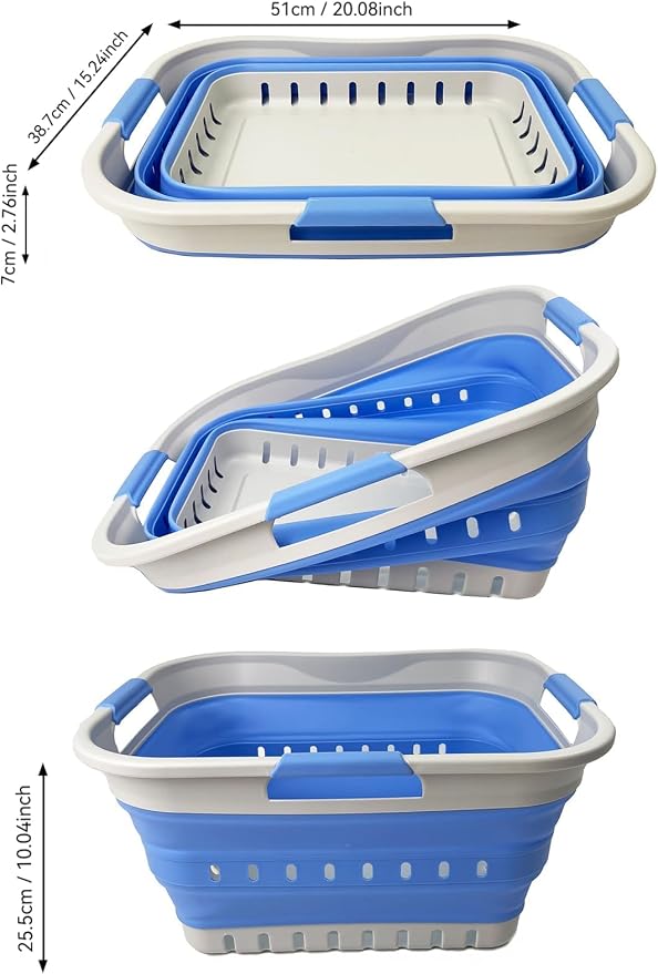 SAMMART Collapsible Plastic Rectangular Laundry Basket - Image 6