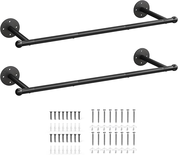 OROPY 33" Industrial Pipe Clothing Rack, Wall Mounted Clothes Rack 2 Pack | - Image 9