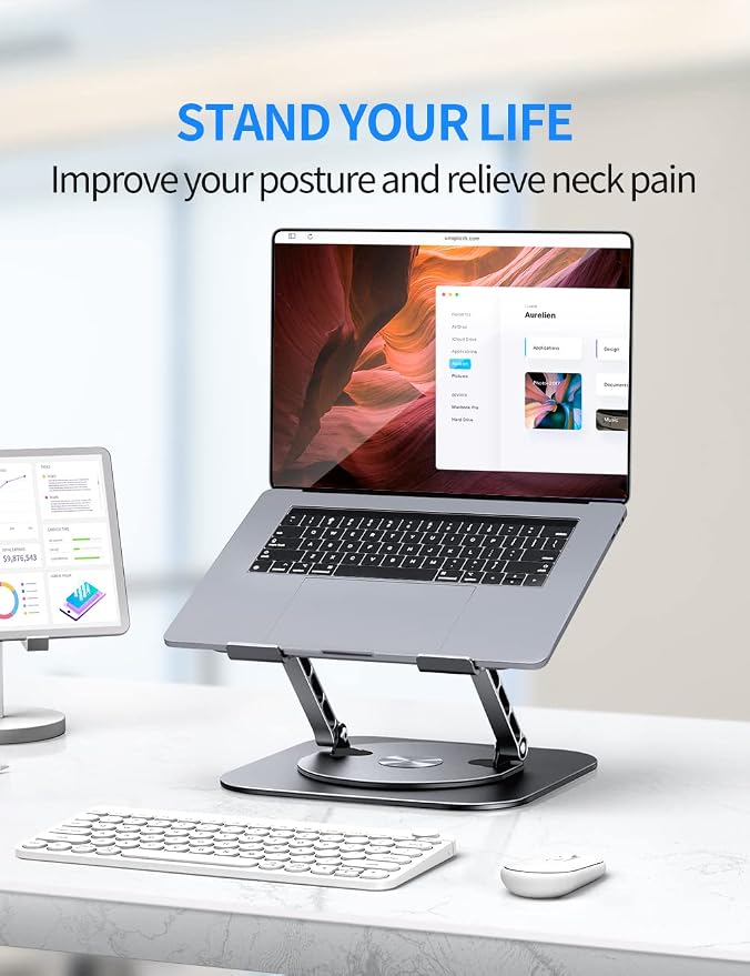 Adjustable Laptop Stand with 360 Rotating Base, Computer Stand - Image 8