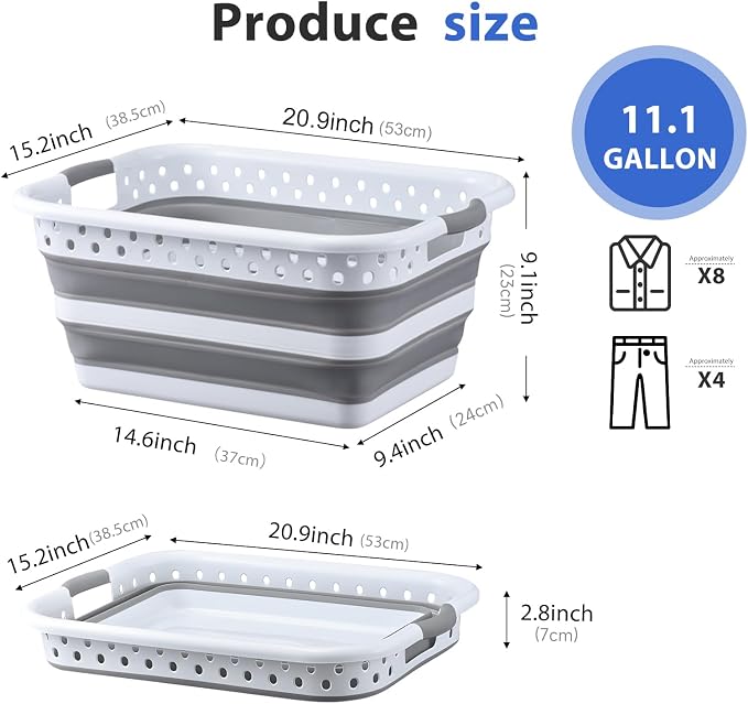 Monozuki Collapsible Plastic Laundry Basket 11.1 gallon Eco-recycled material - Image 7