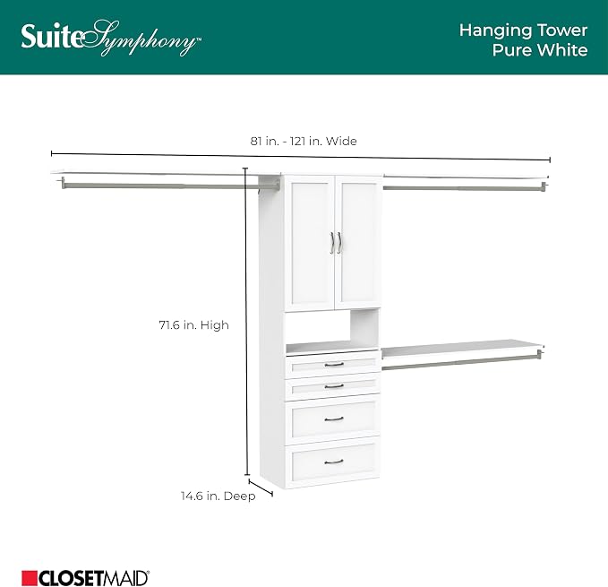 ClosetMaid SuiteSymphony Hanging Closet Kit Includes Tower, Closet Rods - Image 5
