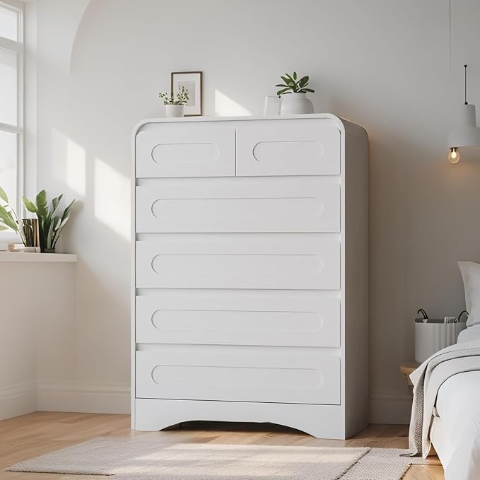Dresser for Bedroom with 6 Drawers, Wood Closet Clothes Storage Dressers - Image 7