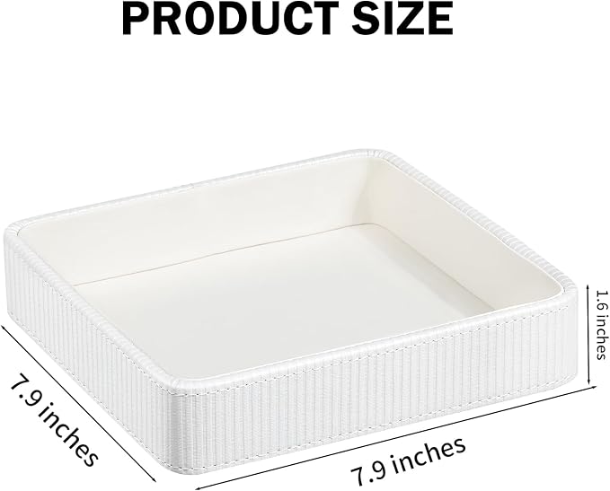 PU Leather Valet Tray Organizer, Small Nightstand Organizer Bedside Desktop - Image 7