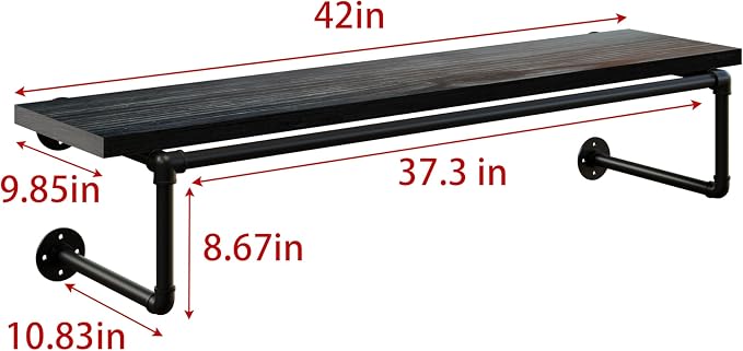 Clothes Rack 42in, Wall Mounted Garment Racks - Image 8