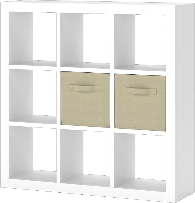 Bookshelf with Storage Bins, 9-Cube Storage Organizer Sturdy Wooden Bookcase - Image 9
