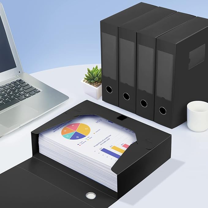 HUA JIE 4 Pack A4 Storage File Boxes Plastic Archives Cases - Image 9