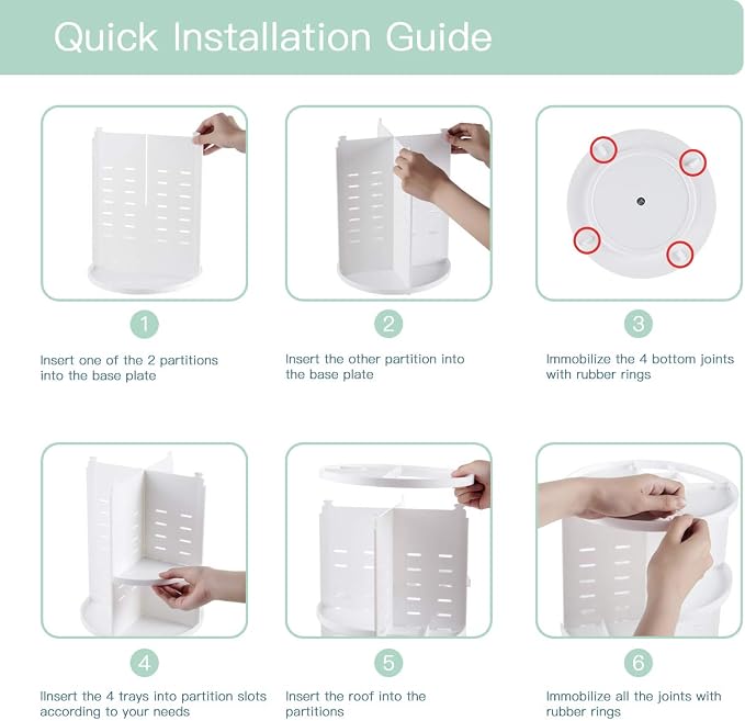 360 Rotating Makeup Organizer, DIY Adjustable Spinning Holder, Foldable - Image 6