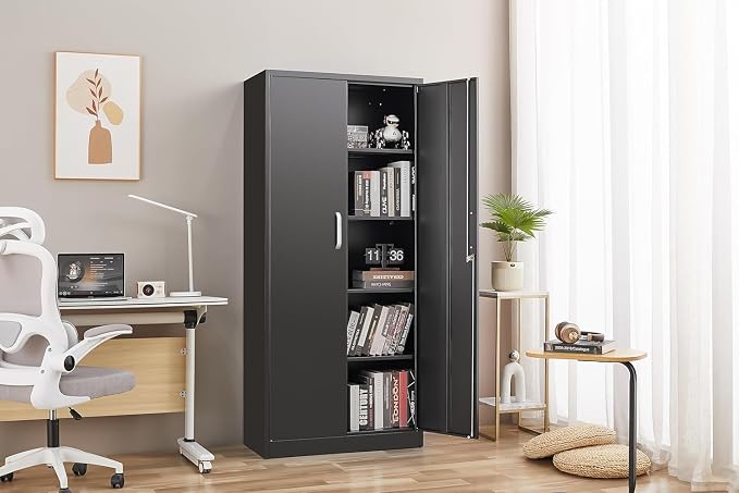 Metal Storage Cabinet with Adjustable Shelves, Garage Storage Cabinets with - Image 9