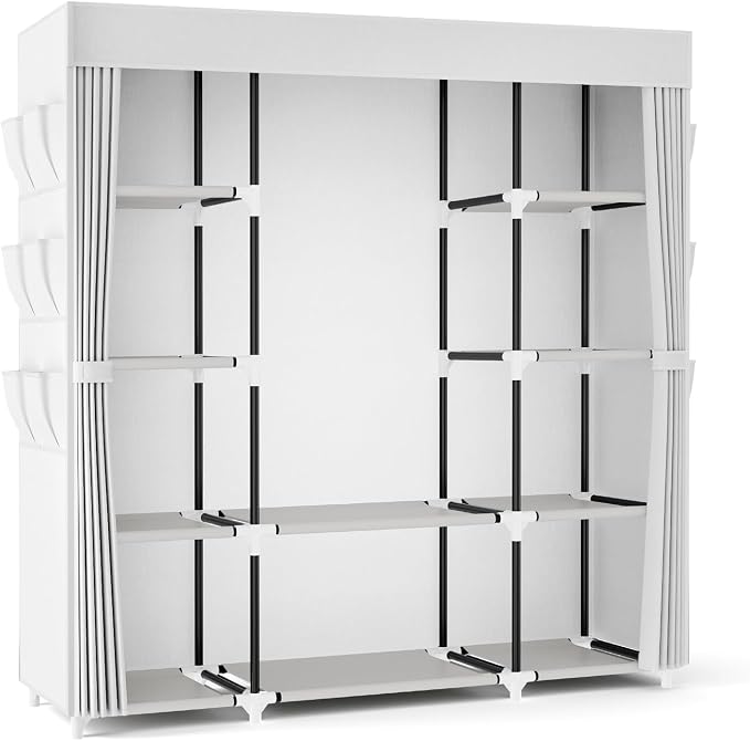 VTRIN Portable Closet Wardrobe for Hanging Clothes 57.3 Inch Large Capacity - Image 9