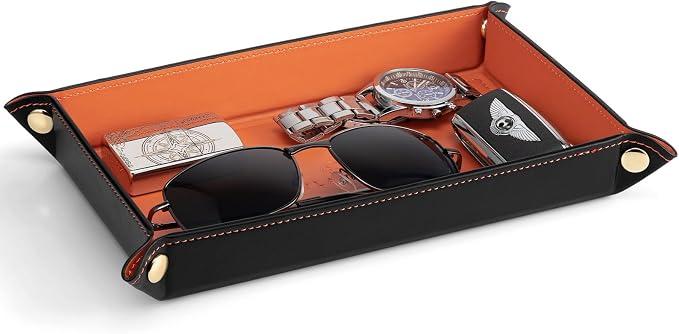 VLANDO Valet Tray, Foldable PU Leather Catchall Tray, Phone and Glasses - Image 9