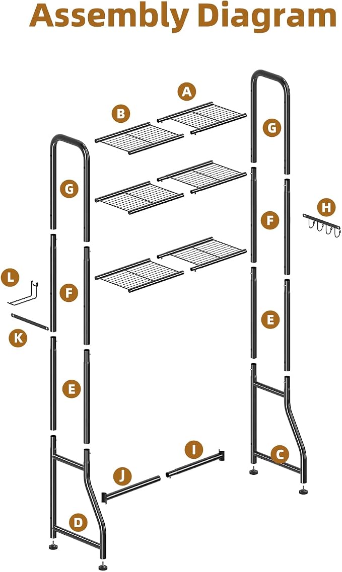 Simple Trending Over The Toilet Storage Rack, Metal 3 Tier Bathroom Organizer - Image 8