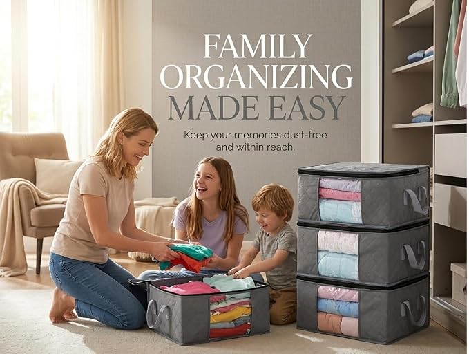 Storage Clothes Bins Closet Bags - 35L Containers Organizer Boxes Clothing Bin - Image 9