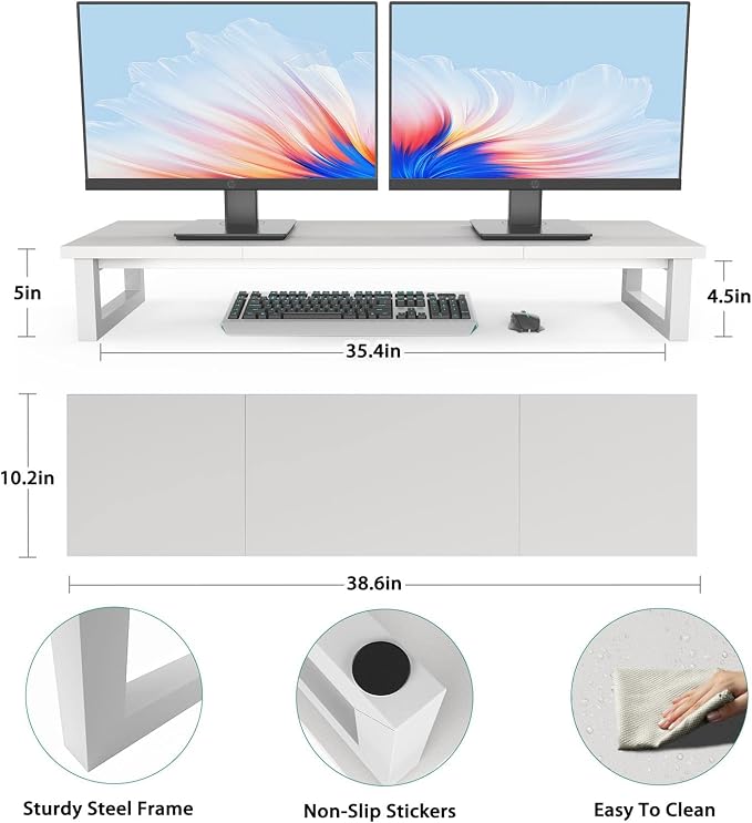 YAOHUOO Dual Monitor Stand Riser, 39Inch Large Monitor Stands - Image 7