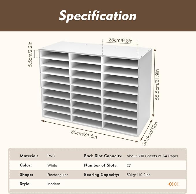 27 Compartments Literature Organizer, Desktop File Sorter Mail Center Paper - Image 9