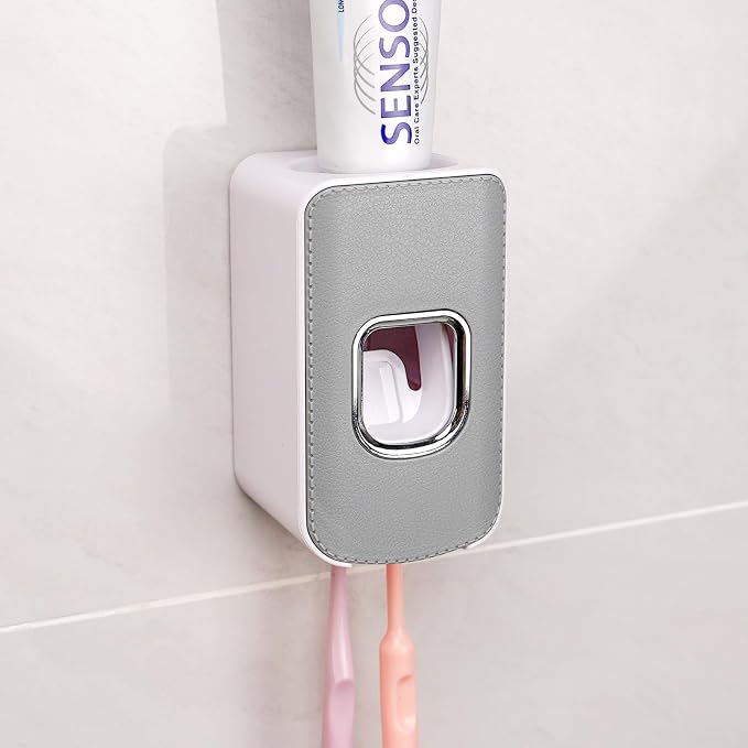 2 Slot Plastic Toothbrush Holder and Toothpaste Dispenser Wall Mounted - Image 7