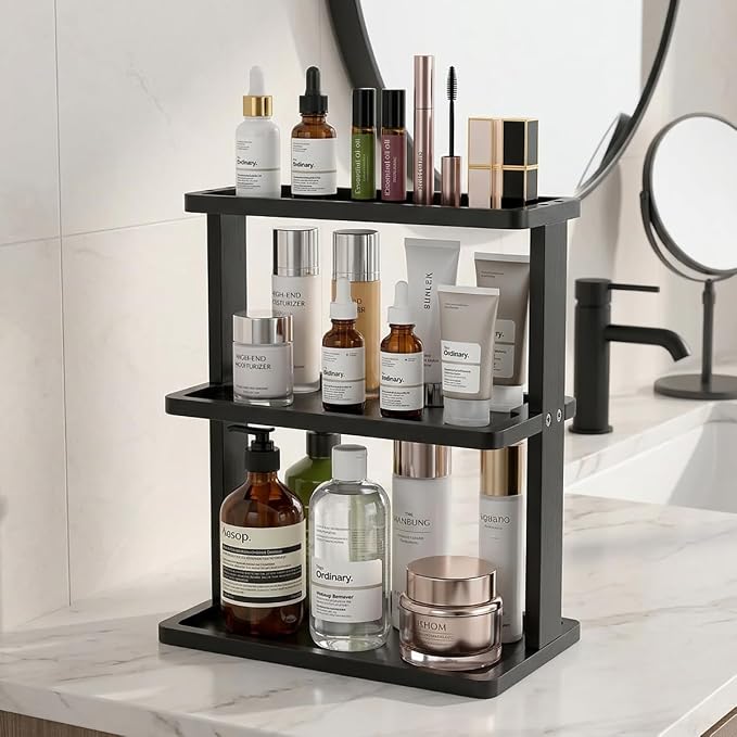 PEKER Bamboo Bathroom Organizer Countertop – Vanity Storage Shelf - Image 9