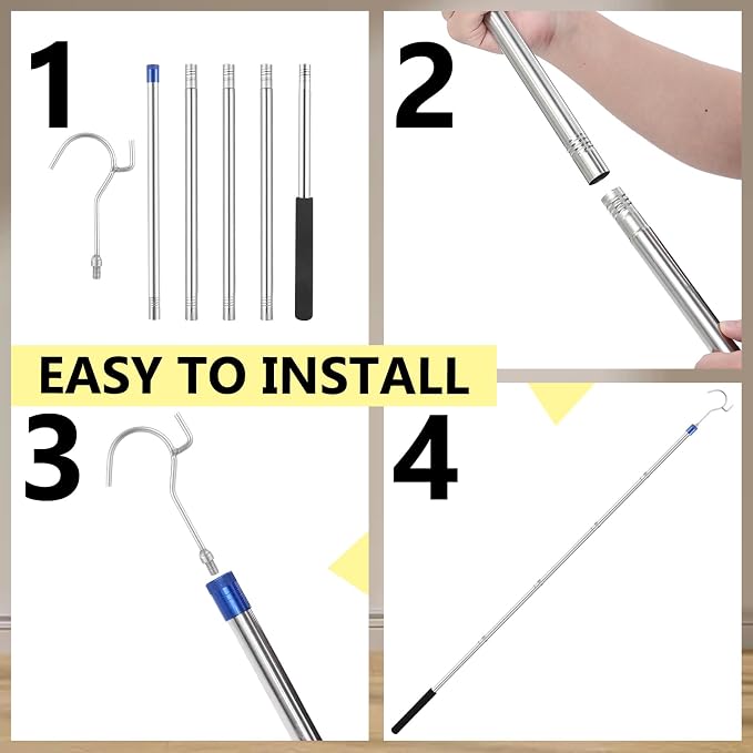 Clothes Hook Pole, Clothes Hanger Reaching Hook - Image 7