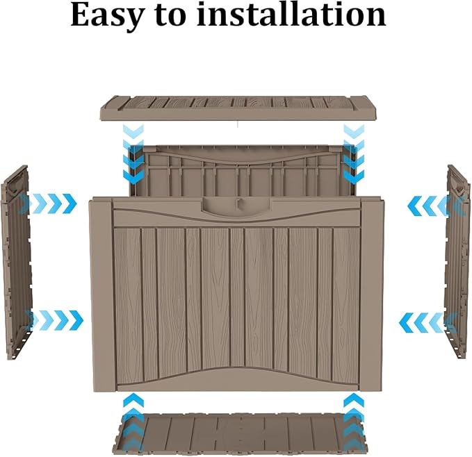 TARKARI 45 Gallon Lockable Resin Deck Box, Waterproof & UV-Resistant Outdoor - Image 8