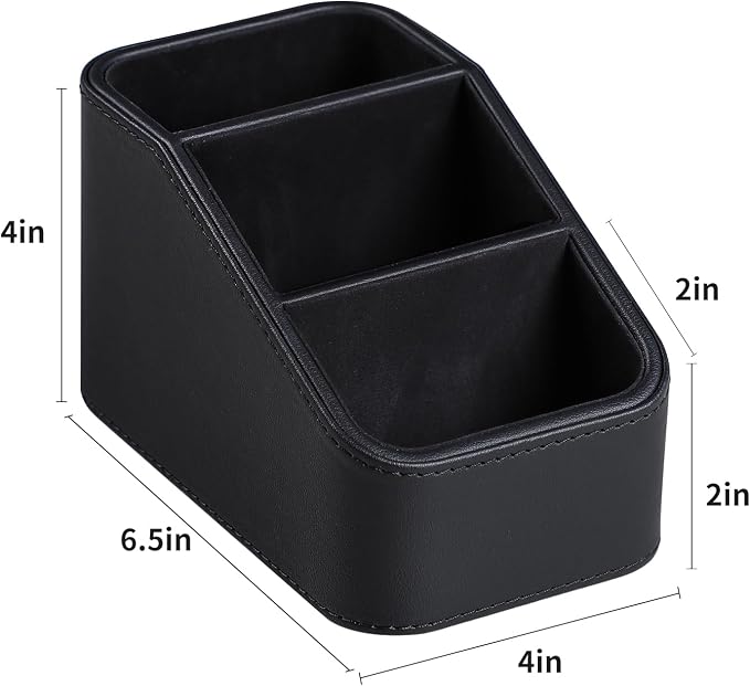 PU Leather Remote Control Holder, Small Desk Organizer Office Supply Bedside - Image 7