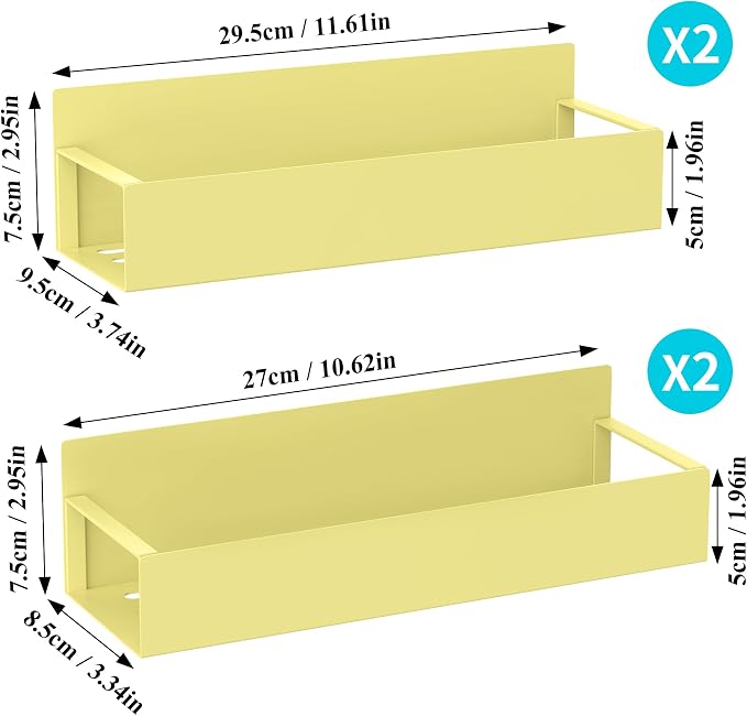 Metal Magnetic Spice Rack for Refrigerator Yellow, 4 Pack | Magnetic Shelves - Image 7
