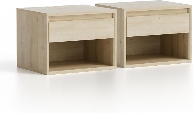 Mid Century Modern Floating Nightstand Set of 2, Wall Mounted End Table - Image 6