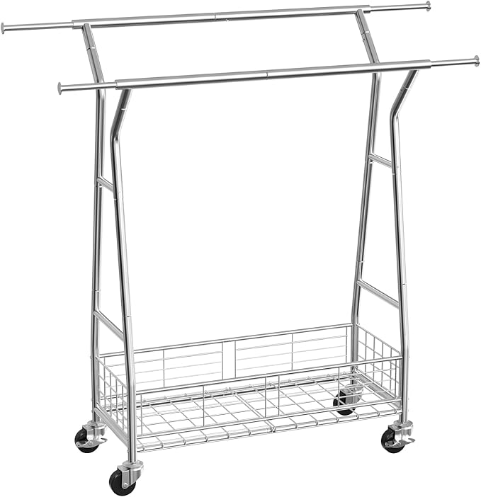 VEVOR Clothes Rack, Rolling Clothing Garment Rack, Extendable Carbon Steel - Image 9