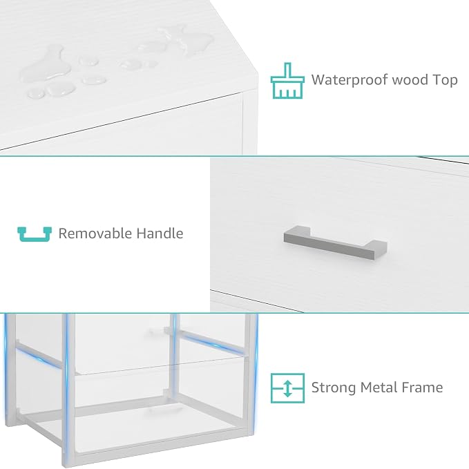 BOLUO Closet Drawers White 3 Drawer Dresser - Image 8
