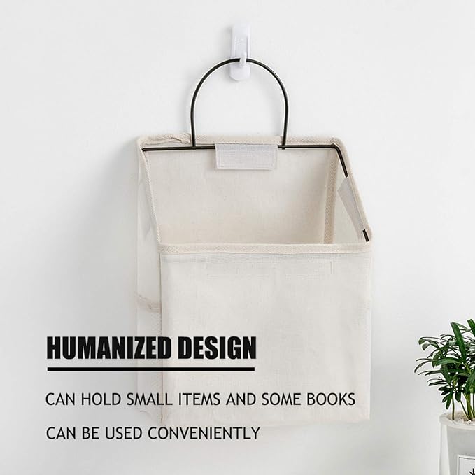 Wall-Hanging Storage Bags, Desktop Organizer Basket Cotton Linen Hanging - Image 6
