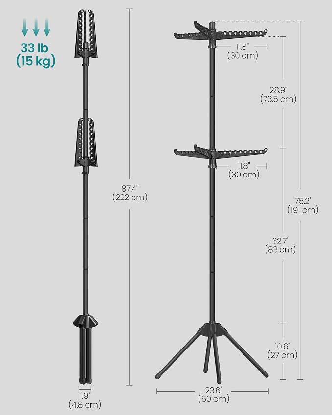 SONGMICS 2-Tier Clothes Drying Rack, 75.2-Inch Folding Laundry Drying Rack - Image 6