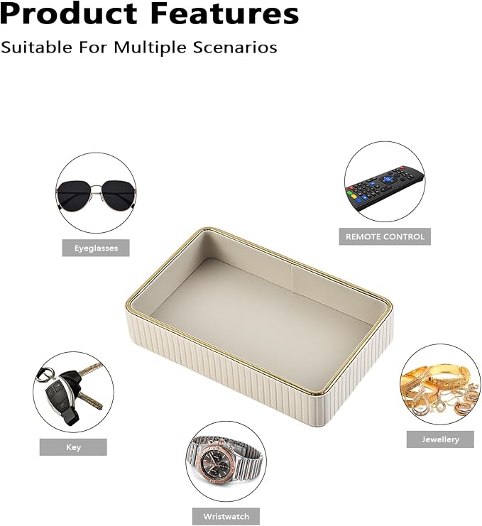 PU Leather Valet Tray, Desk Organizer Tray Nightstand Organizer Trinket Dish - Image 9