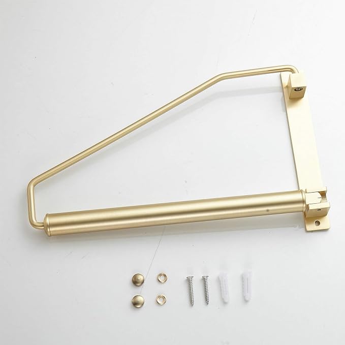 NEWRAIN Folding Wall Mounted Clothes Hanger Rack Clothes Hook Solid Brass - Image 9