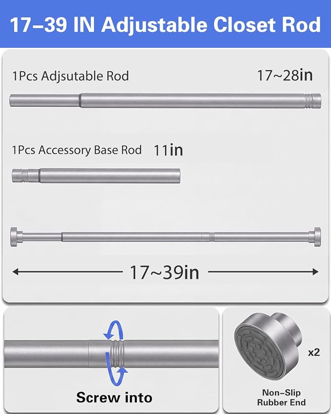 Closet Rod, No Drill Tension Closet Rod - Image 9