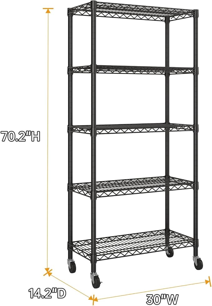 Golpart Shelves Storage Shelf Wire Closet Bathroom Organizers Metal Pantry | 5 - Image 2