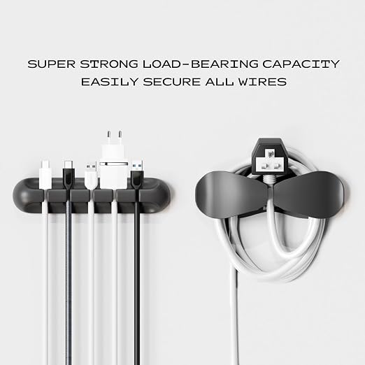 USB Cable Organizer Clips Cord Holder, 12 Packs Black Self Adhesive Desk Cord - Image 6