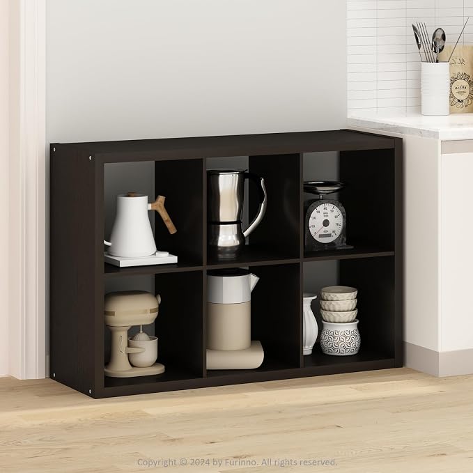 Furinno HERMITE 6-Cube Kitchen Island, Extra Thick Coffee Bar, Dark Oak | - Image 6