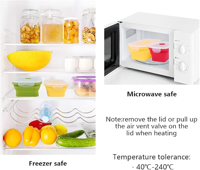 Set of 4 Collapsible Foldable Silicone Food Storage Container, Leftover Meal Box - Image 6