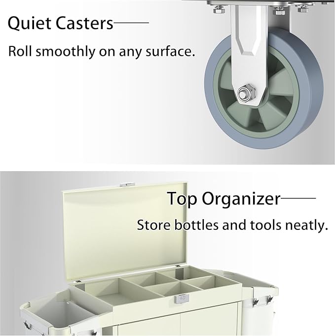 Heavy Duty Metal Housekeeping Janitorial Cart - Image 9