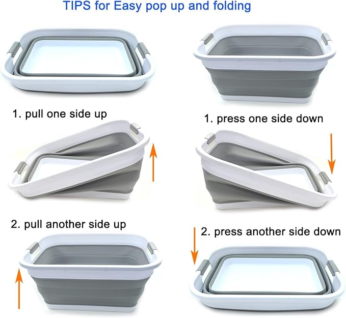 SAMMART Set of 2-41L Collapsible Plastic Laundry Basket-Pop Up Storage - Image 7