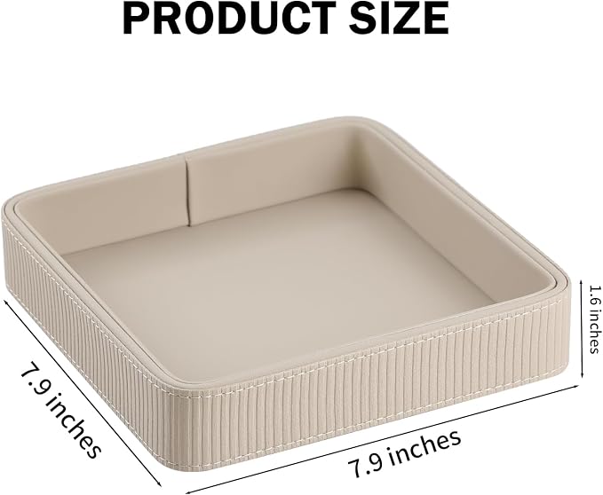 PU Leather Valet Tray Organizer, Small Nightstand Organizer Bedside Desktop - Image 7