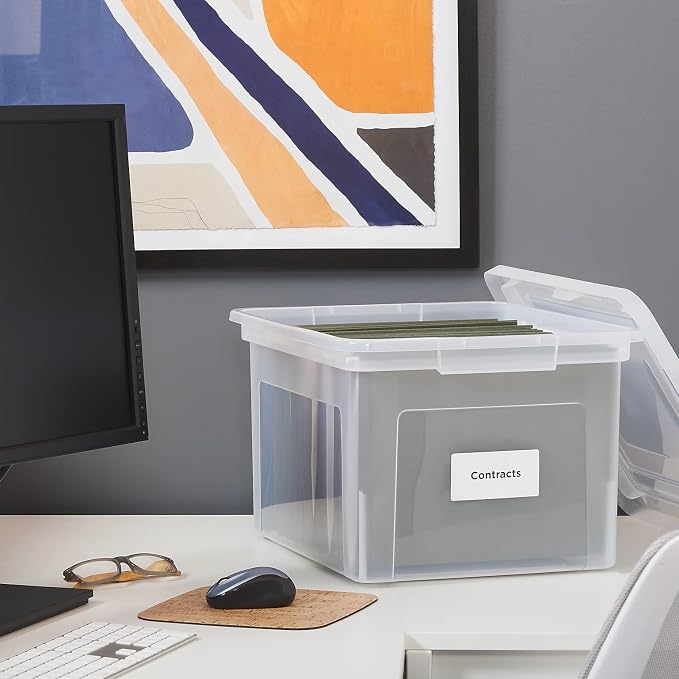 STAPLES Plastic File Box with Snap Lid, Letter/Legal Size, 2/Pack | Stackable - Image 8