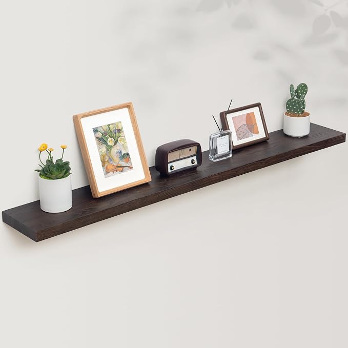 Axeman Floating Shelves for Wall, Rustic Elm Wood 56'' W x 8" D Wall Shelf - Image 7